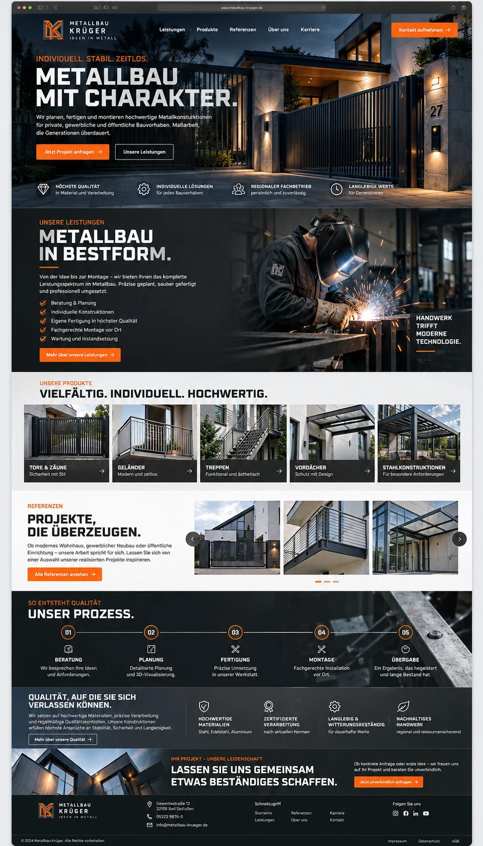 Designvorschau einer Website eines Metallbaubetriebs